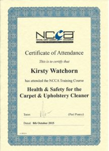 NCCA health and safety training certificate 2015
